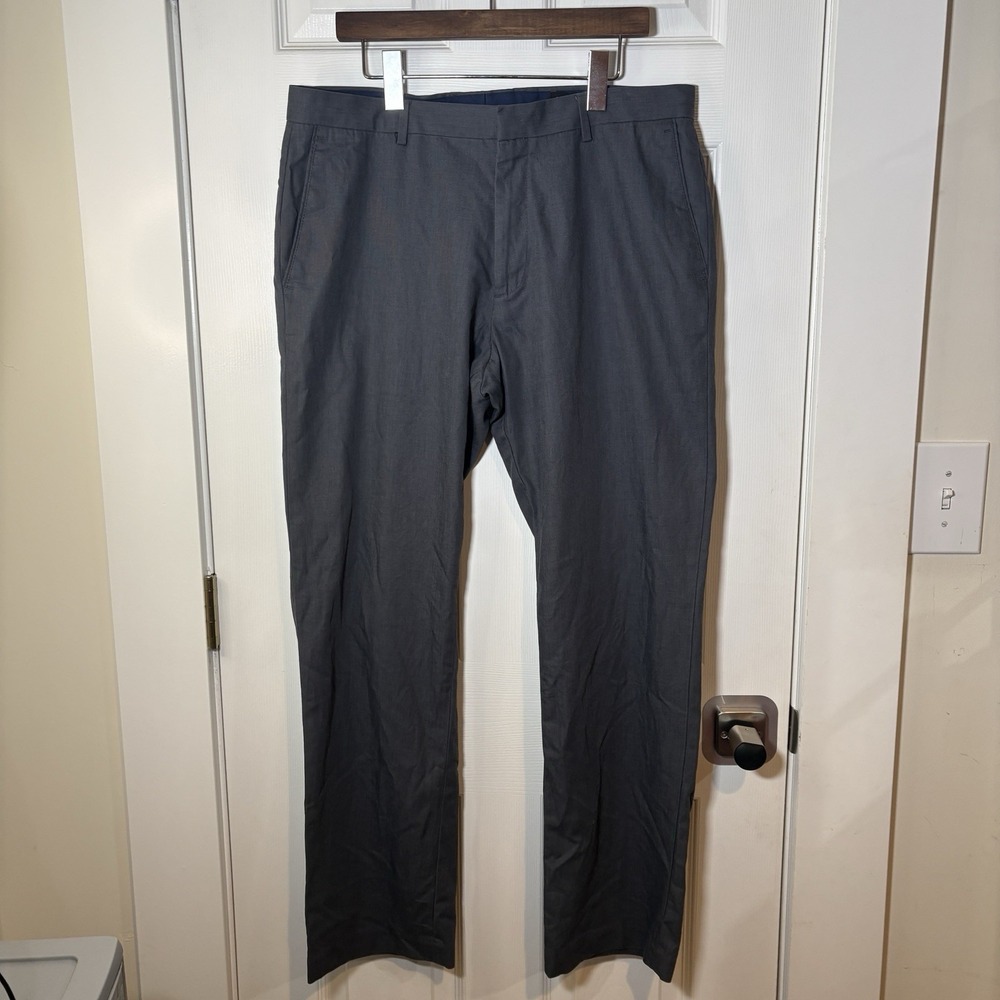 Banana Republic Men's Non-Iron Slim Fit Gray Flat Front Twill Dress Pants 35